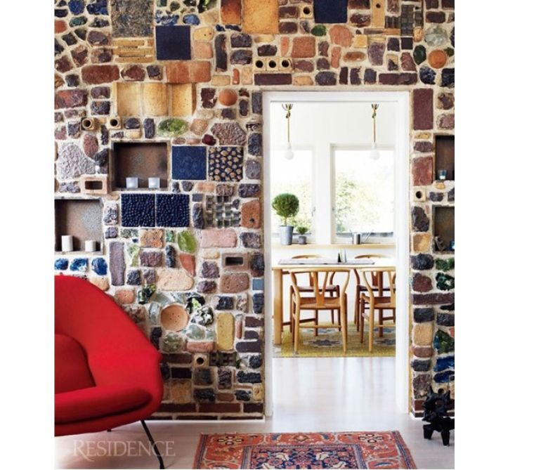 Recycled Brick and Other Material Wall
