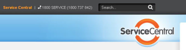 Service Central Top Navigation