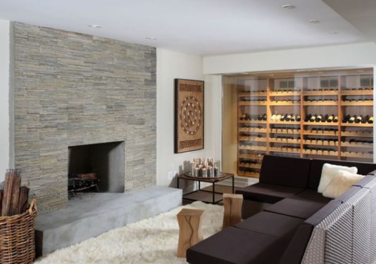 wine cellar with fireplace