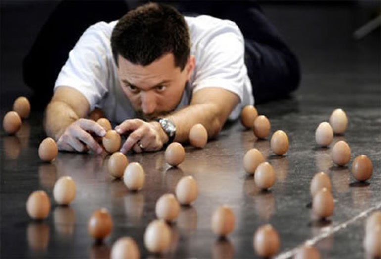 it's an egg balancing act