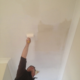 Sanded the area to make it smooth then apply the 1st coat of pai