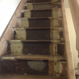Carpet lifted, owner would like to remove paint and tar on both 