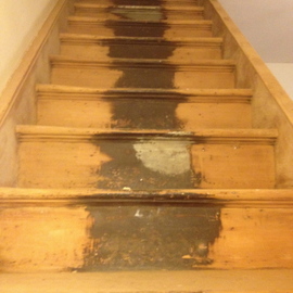 Paint and tar had been removed, will put carpet in the middle of
